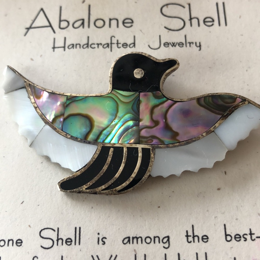 Abalone Shell Handcrafted Beautiful Bird Pin. - Picture 2 of 5